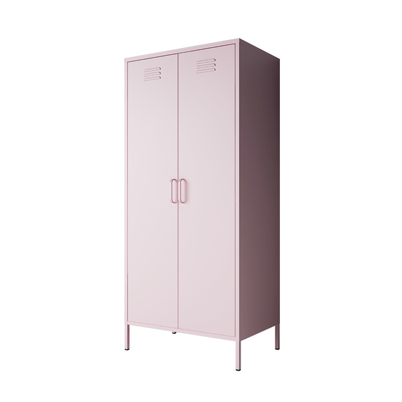 Storage Bedroom Furniture Wardrobe Closet swing 2 door Clothes pink metal locker Style Time Packing Modern home furniture