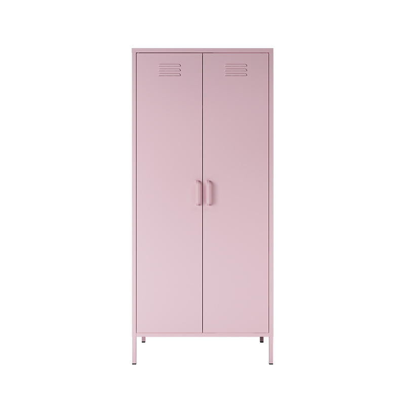 Storage Bedroom Furniture Wardrobe Closet swing 2 door Clothes pink metal locker Style Time Packing Modern home furniture