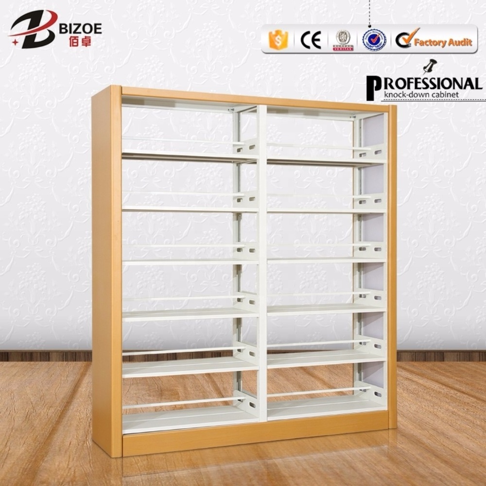 Customized size school metal library shelving series easy assemble steel book shelf