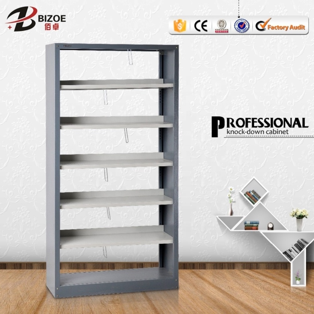 Chinese Manufacturer Commercial Modern Steel Library Furniture Double Pillar Metal Bookshelf on sale