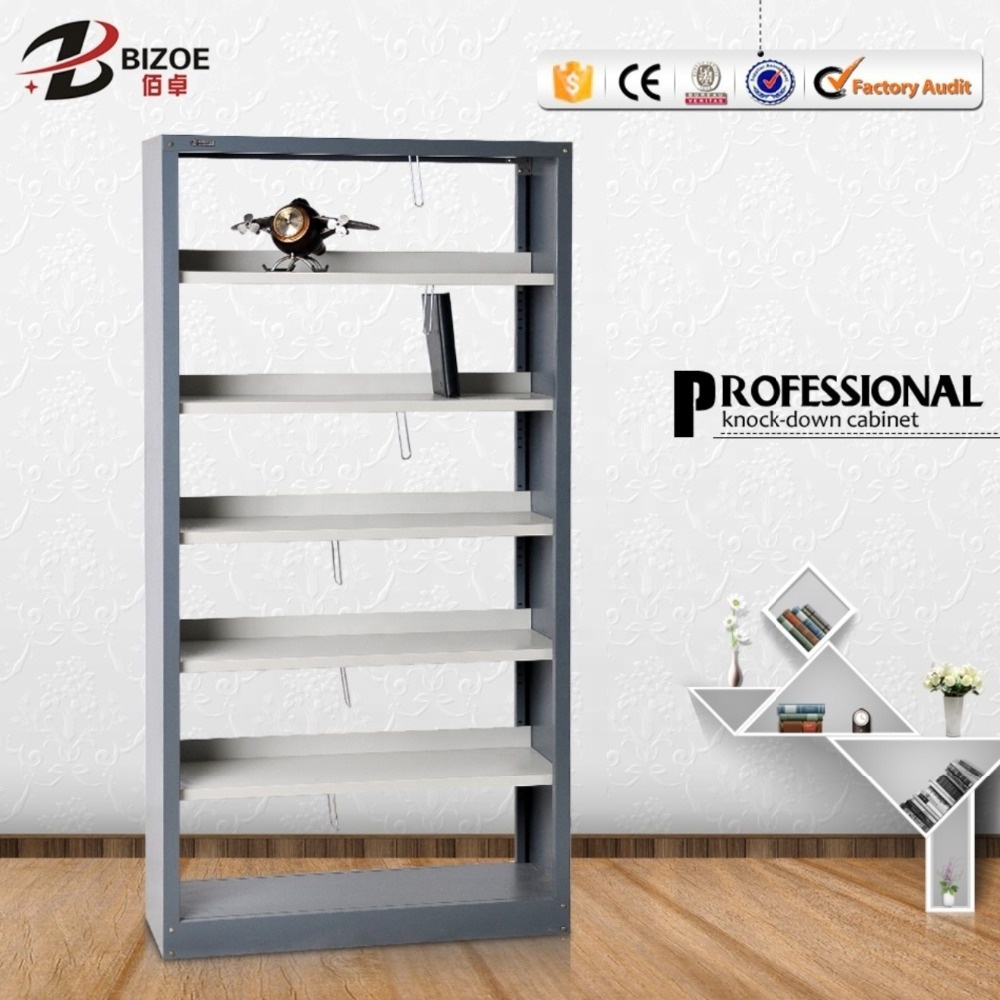 Chinese Manufacturer Commercial Modern Steel Library Furniture Double Pillar Metal Bookshelf on sale