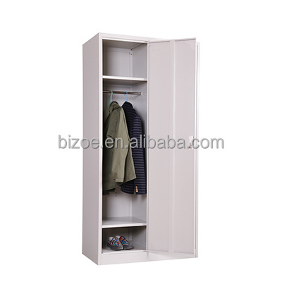 Fashion style living room furniture iron knock down steel 2 door wardrobe with mirror furniture