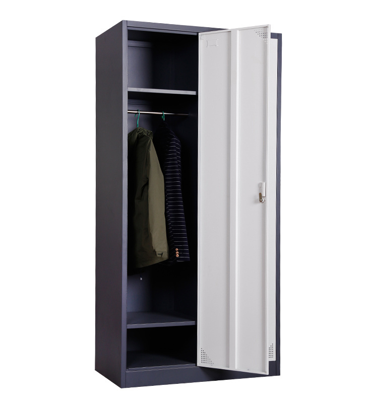 Furniture Bedroom Metal Locker Manufacturer 2 Door Open for Adult Gym Clothing Storage Steel Wardrobe Closet