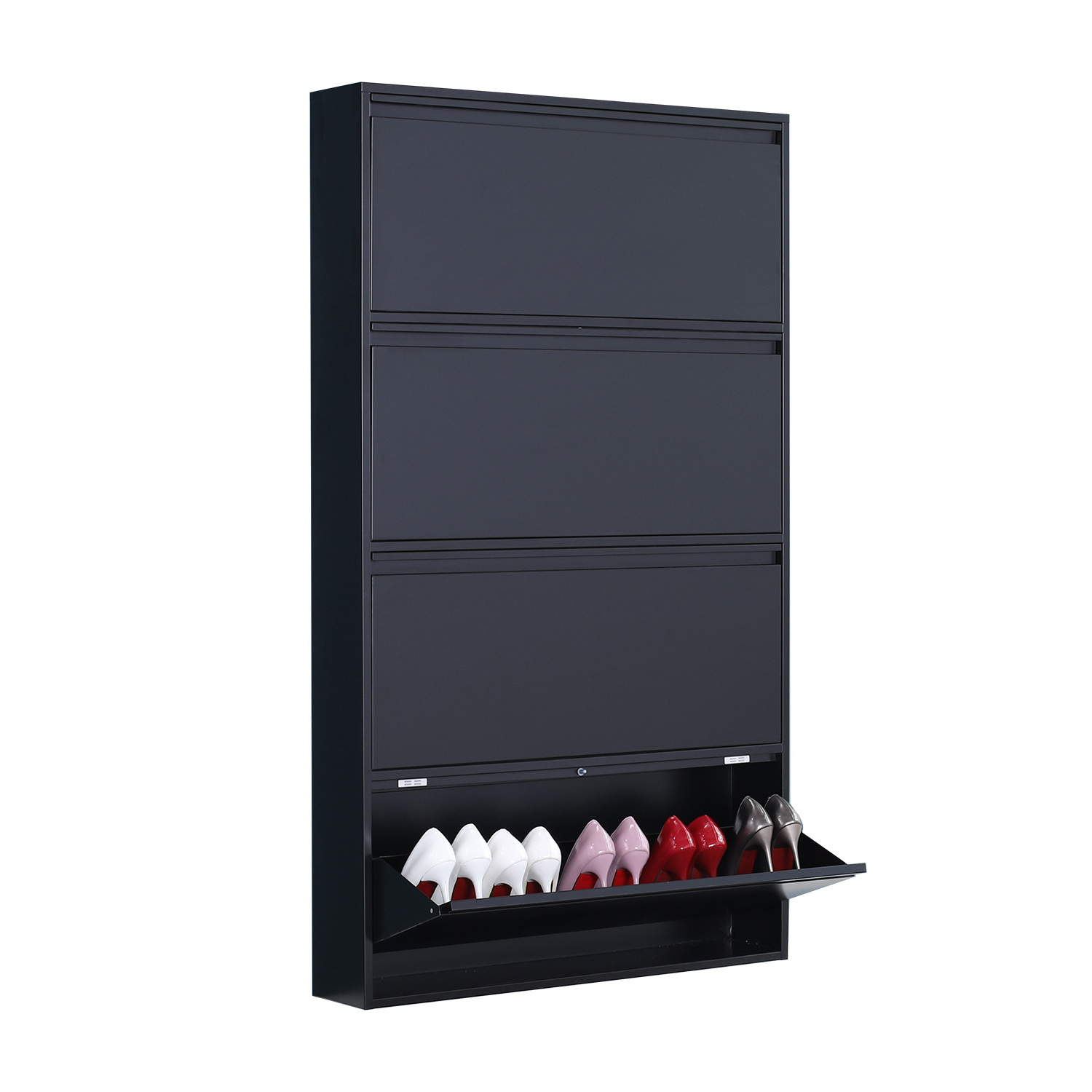 Hot Sales Steel Shoes Cabinet Wall Mounted Shoe Rack Shoe Storage Metal Footwear Cupboard 4 Drawer Display Cabinet