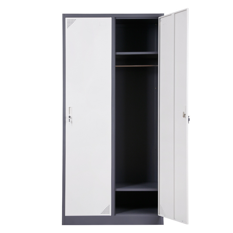 Furniture Bedroom Metal Locker Manufacturer 2 Door Open for Adult Gym Clothing Storage Steel Wardrobe Closet