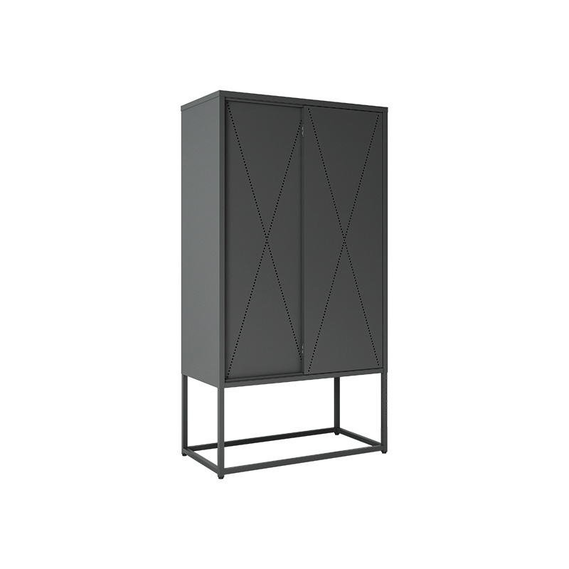 HIGH CABINET STEEL LIVING ROOM FURNITURE 2 SLIDING DOOR HIGH FOOT CABINET BLACK COLOR CABINET