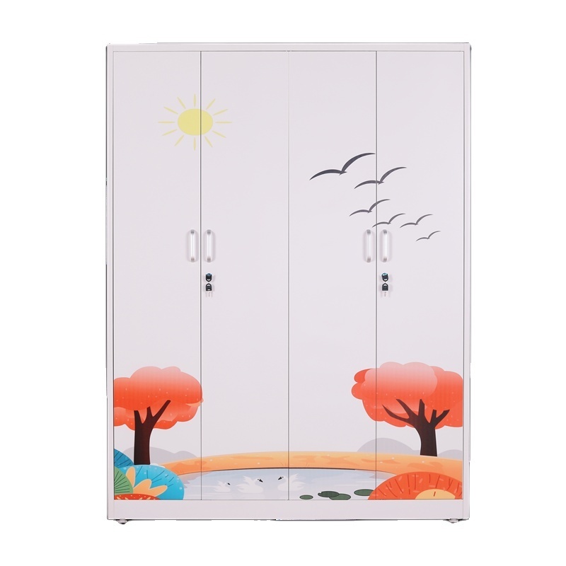 New Product Design Furniture DIY Bedroom Steel Wardrobe Swing Door Printed Wardrobe lemari kamar tidur ayunan baja