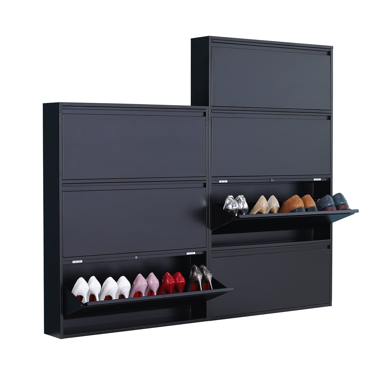 Hot Sales Steel Shoes Cabinet Wall Mounted Shoe Rack Shoe Storage Metal Footwear Cupboard 4 Drawer Display Cabinet