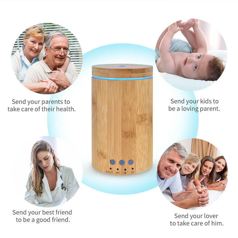 Portable essential oil humedificador scent real bamboo electric diffuser