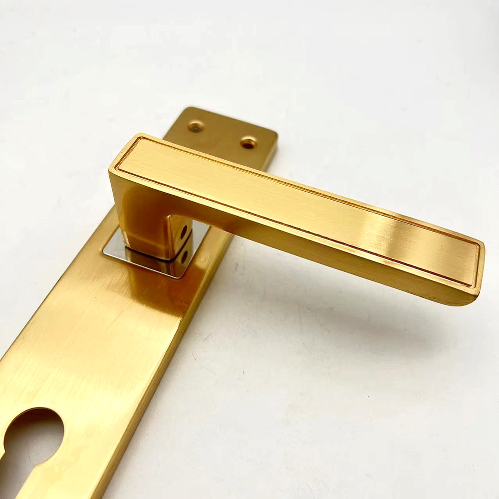 Golden 85mm Big Iron Plate Aluminium Exterior Wooden Door Handle Lock