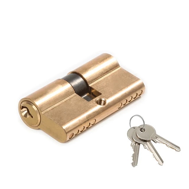 Euro profile double groove key double turn door lock brass cylinder