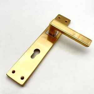 Golden 85mm Big Iron Plate Aluminium Exterior Wooden Door Handle Lock