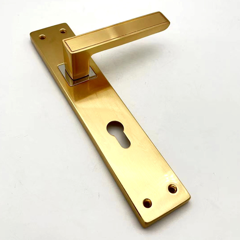 Golden 85mm Big Iron Plate Aluminium Exterior Wooden Door Handle Lock