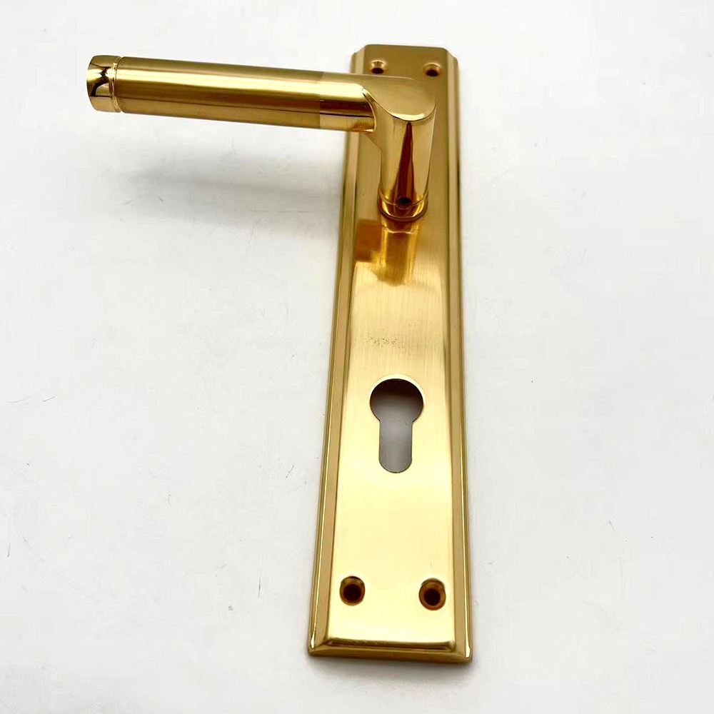 Luxury 85mm Golden  Iron plate Aluminium Front Door Main Handle with Lock