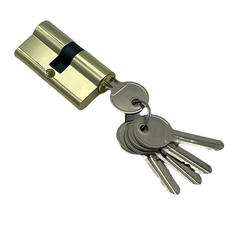 Euro profile double groove key double turn door lock brass cylinder