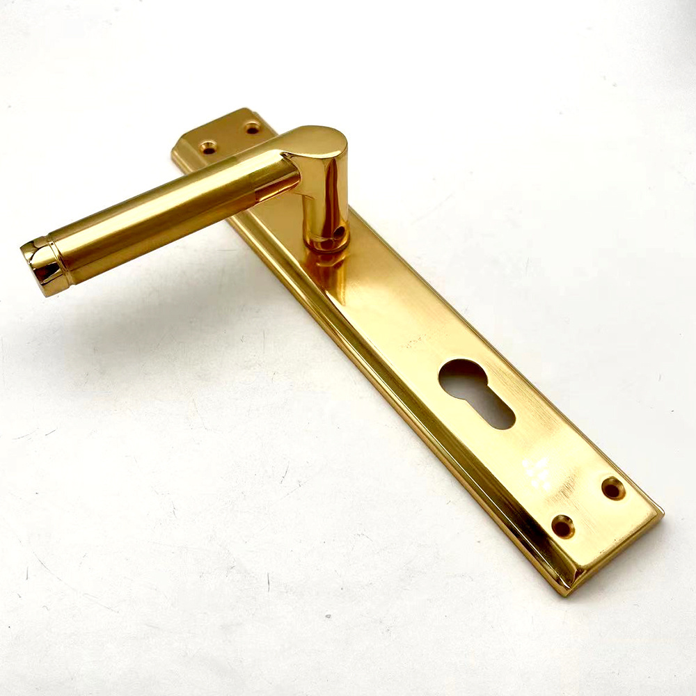 Luxury 85mm Golden  Iron plate Aluminium Front Door Main Handle with Lock