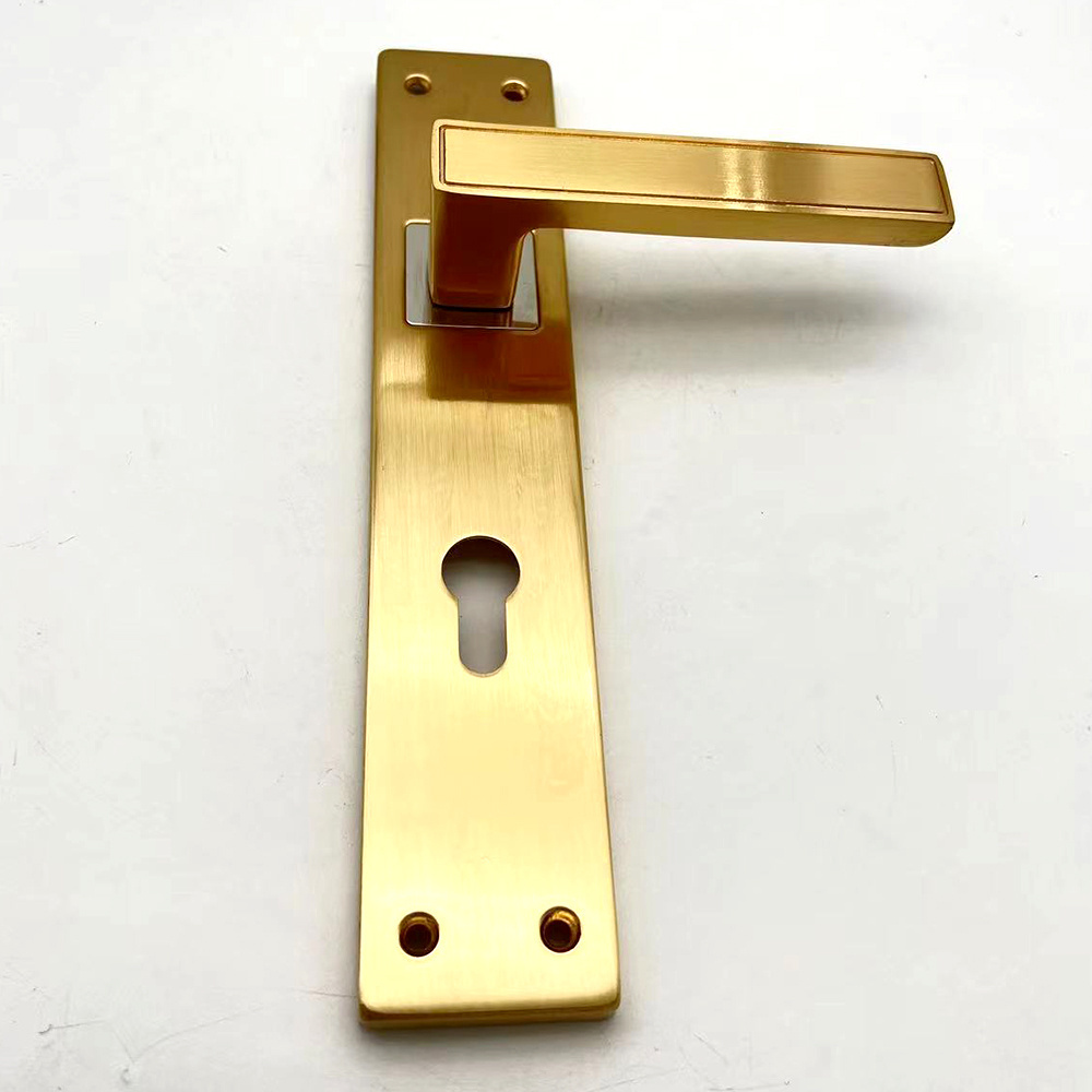 Golden 85mm Big Iron Plate Aluminium Exterior Wooden Door Handle Lock