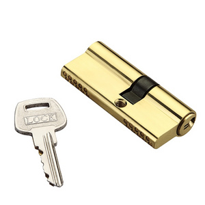 Euro profile double groove key double turn door lock brass cylinder