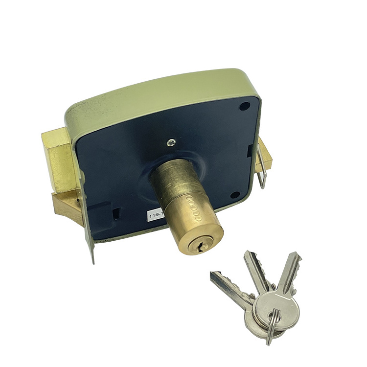 Double Brass cylinder 3 lever 100mm door rim lock for gate