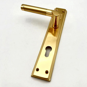 Luxury 85mm Golden  Iron plate Aluminium Front Door Main Handle with Lock