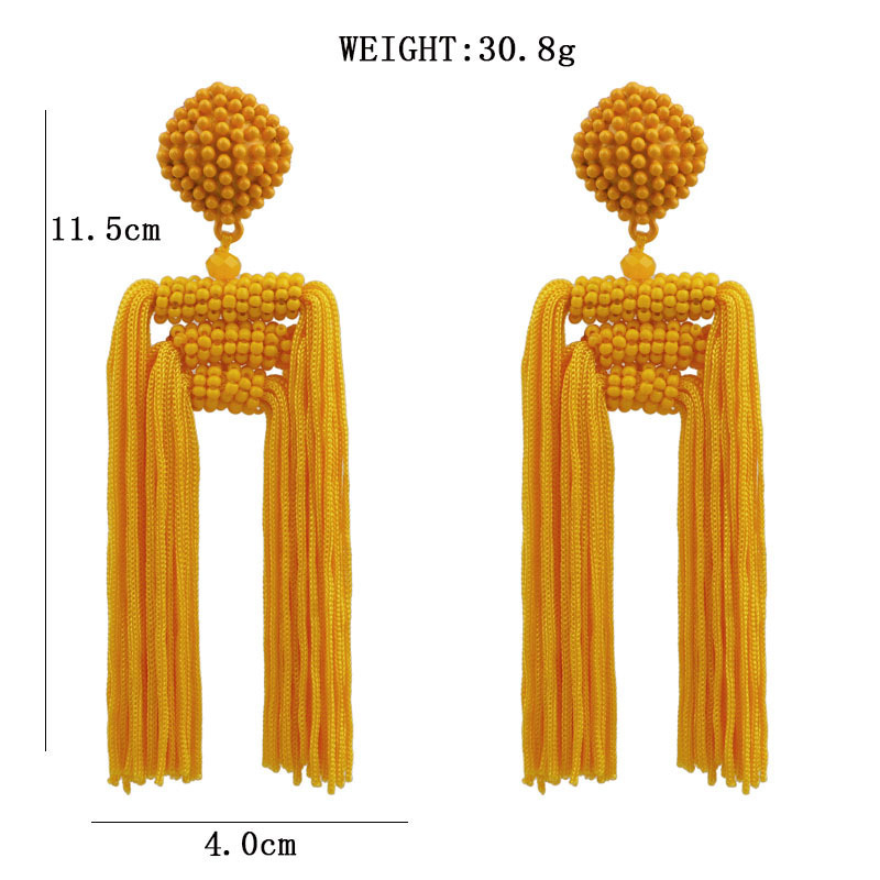 30% Discount Start Order Seed Beads Long National Retro Tassel Earrings