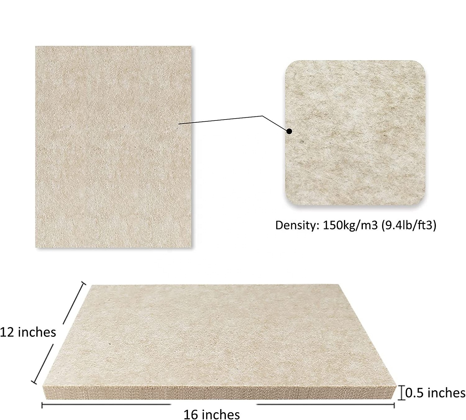 6 Pack Dense Thick Soundproofing and Sound Absorbing Panel Wall and Ceiling Acoustic Panel