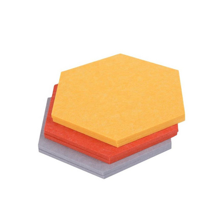 Beveled Edge Decor Felt Sound Proof Padding Wall Tiles Polyester Fiber Hexagon Acoustic Panels