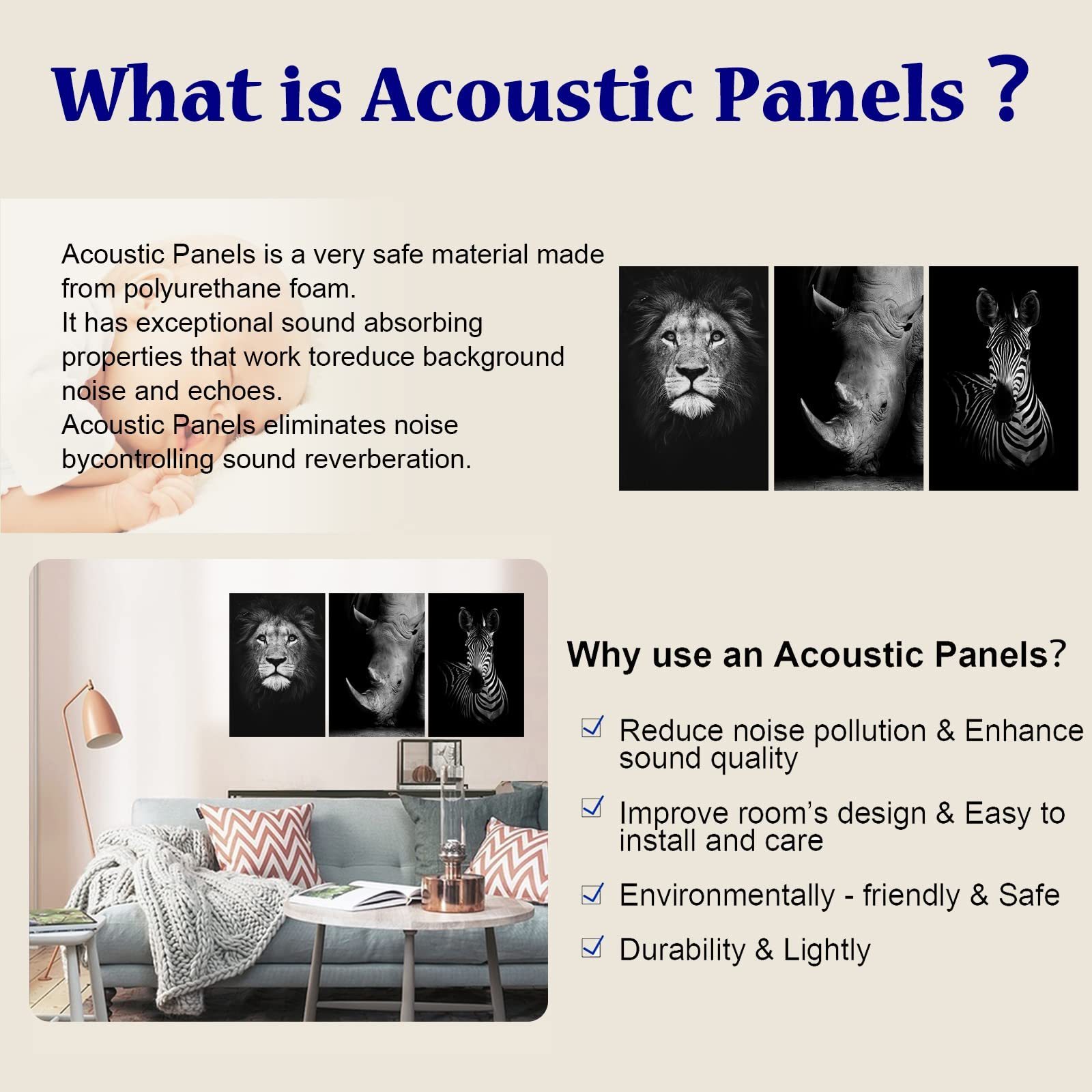 Self- Adhesive High Density Art Acoustic Panels For Wall Decoration