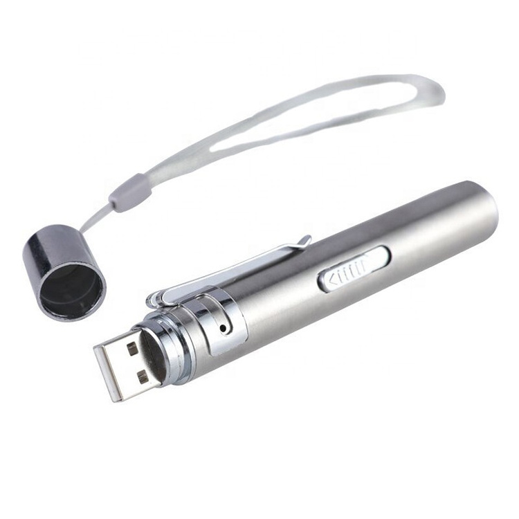 Hot Selling Pet Toy 4 In 1 Interactive  Usb Rechargeable Metal Cat Laser Pointer  teaser Stick Toy