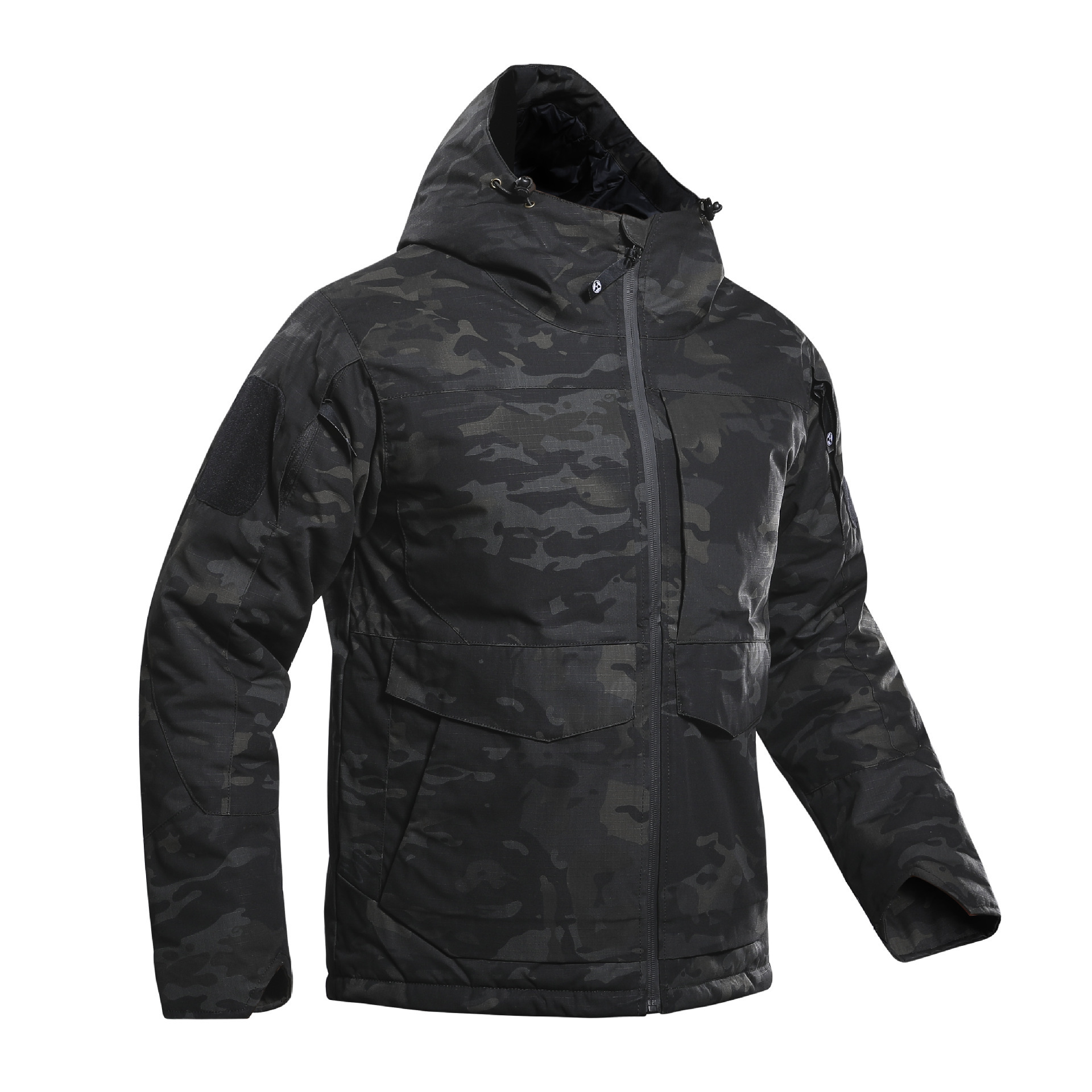 Men Tactical Winter Jacket Hooded Windbreaker Reflective Cotton Coat Waterproof Camouflage M65 Field Jackets