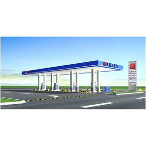 Professional Steel Structural Build Prefab Space Frame Filling Canopy Roof Construction fuel pump gas station for sale