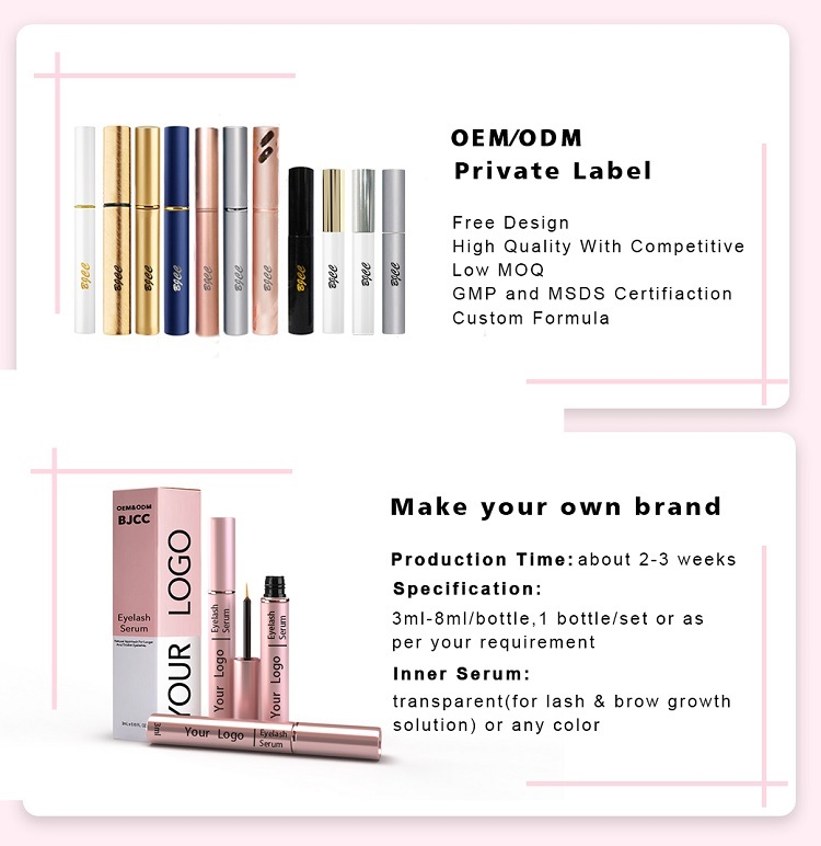 Oil Free Hot OEM Korea Pink Vegan Super Natural Safe Extension 100% Organic Eyelash Growth Enhancer Eye Lash Serum Private Label