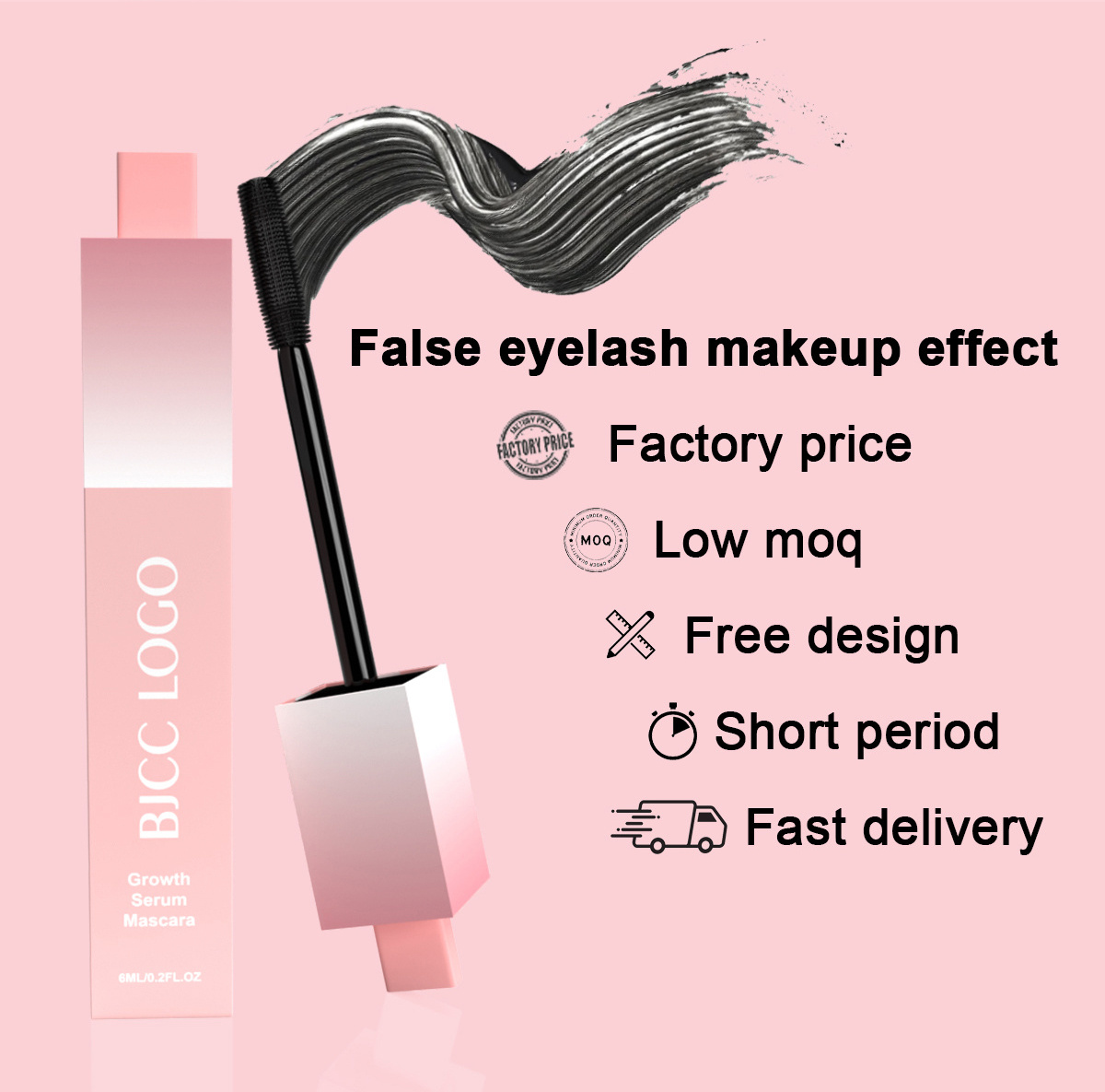 Organic Biotin Peptide Bulk Korean Vegan Oil Free Fiber Eyelash Growth Serum Volume Lashes Custom Adjustable Mascara