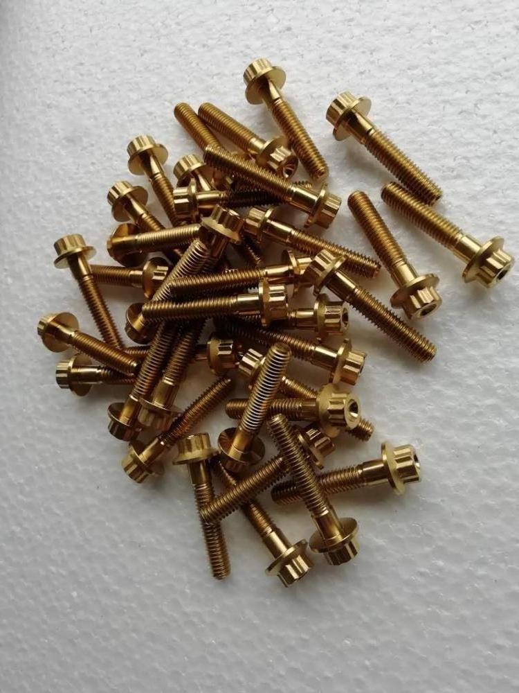 Factory supply golden color Racing Car 12point flange titanium  bolts