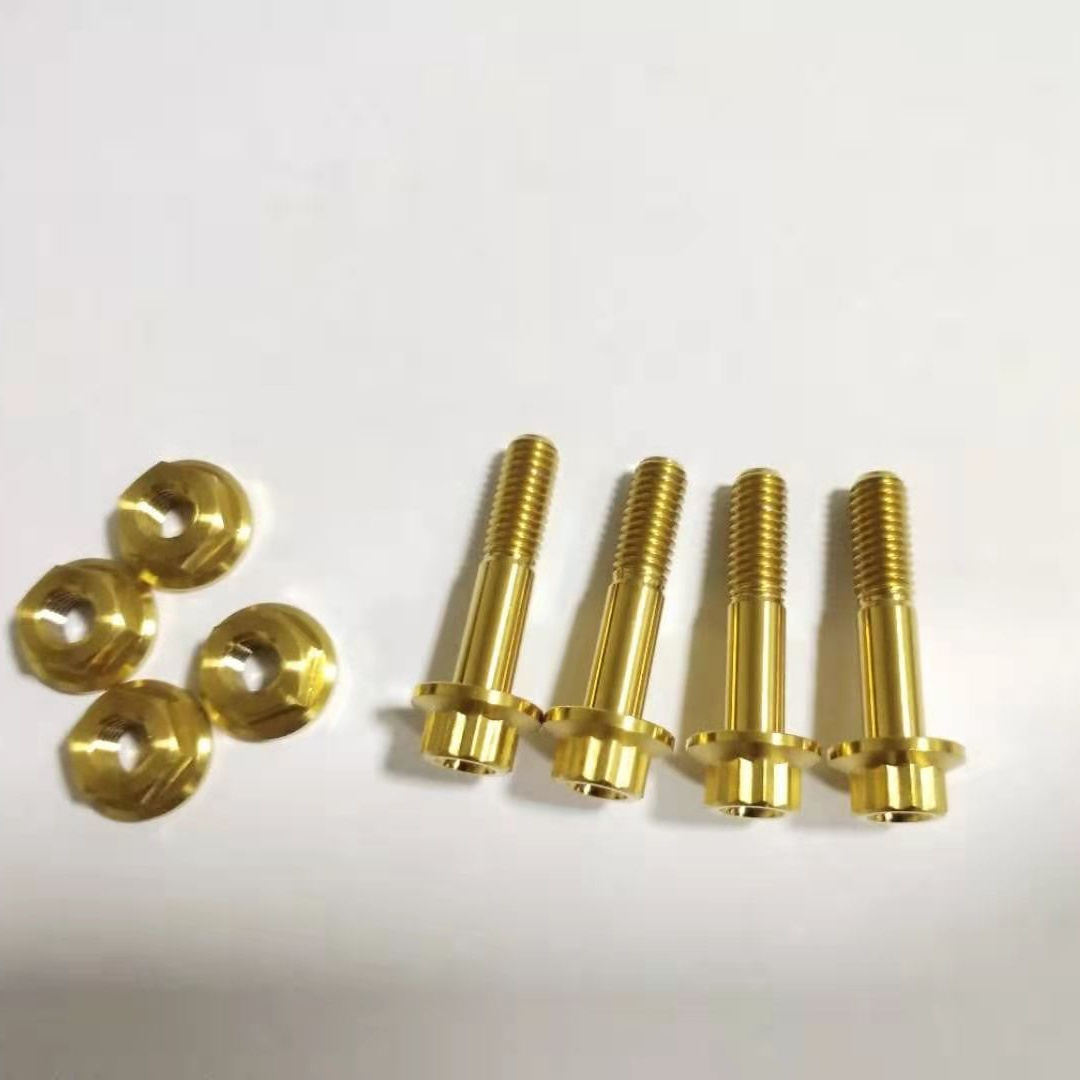 Factory supply golden color Racing Car 12point flange titanium  bolts