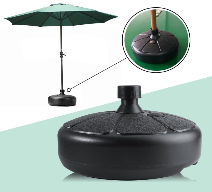 Parasol Umbrella Base Stand, Plastic Round Parasol Base for Garden Patio Umbrella Holder Sand & Water Fillable Weights Beach