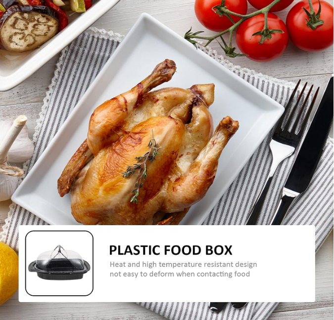 Meal Prep Boxes Rectangular Turkey Roast Chicken Roast Duck Boxes Carrier Take Out Food Containers Meal Storage