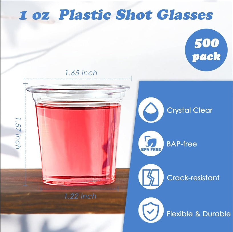 2oz Clear Plastic Disposable Cups, Perfect Container for Jello Shots, Condiments, Tasting, Sauce, Dipping, Samples