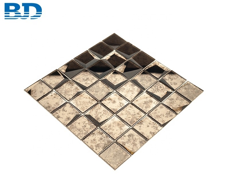 Backsplash Decorative Beveled 3D Mirror Glass Mosaic Tile