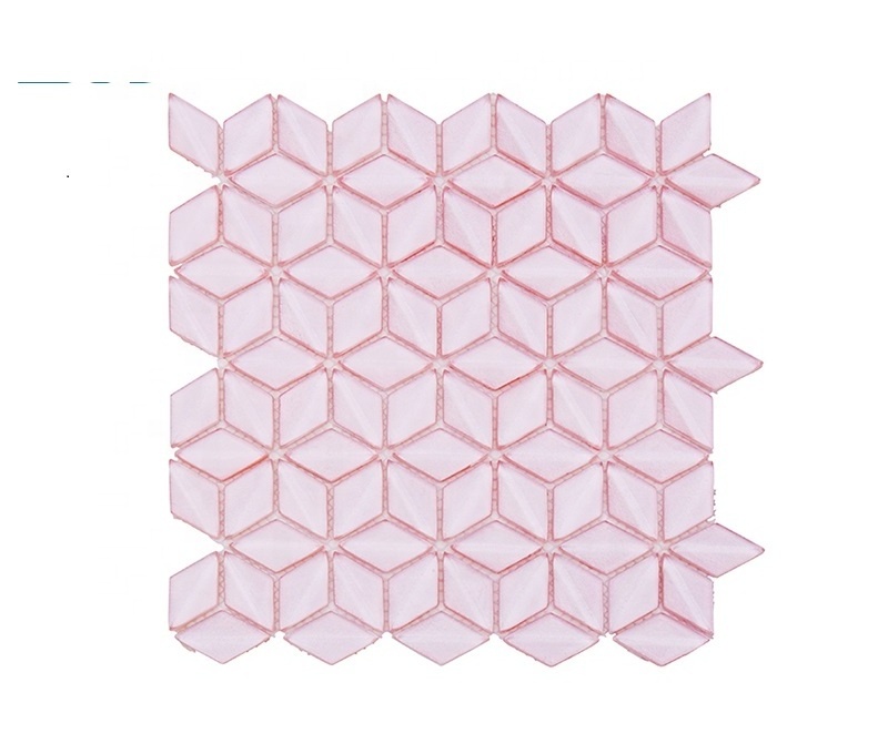 Back Painting Pink Bevel 3D Bathroom Mosaic Glass Tile