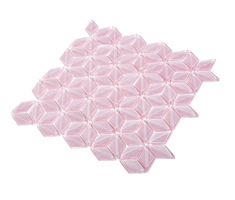 Back Painting Pink Bevel 3D Bathroom Mosaic Glass Tile