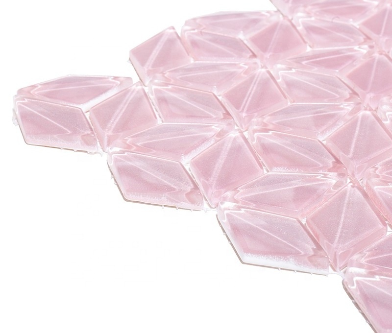 Back Painting Pink Bevel 3D Bathroom Mosaic Glass Tile