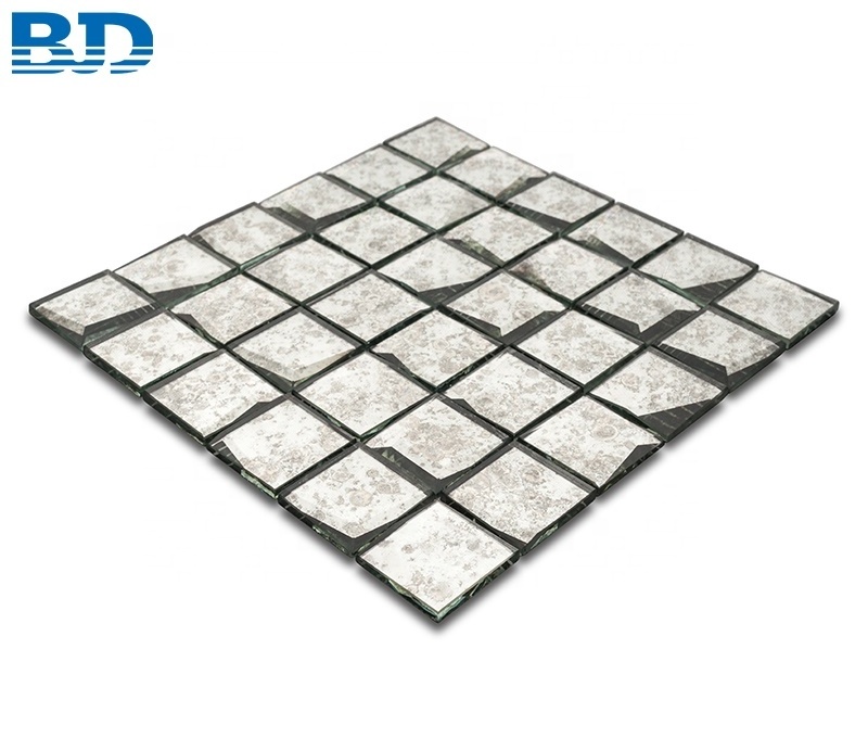 Backsplash Decorative Beveled 3D Mirror Glass Mosaic Tile