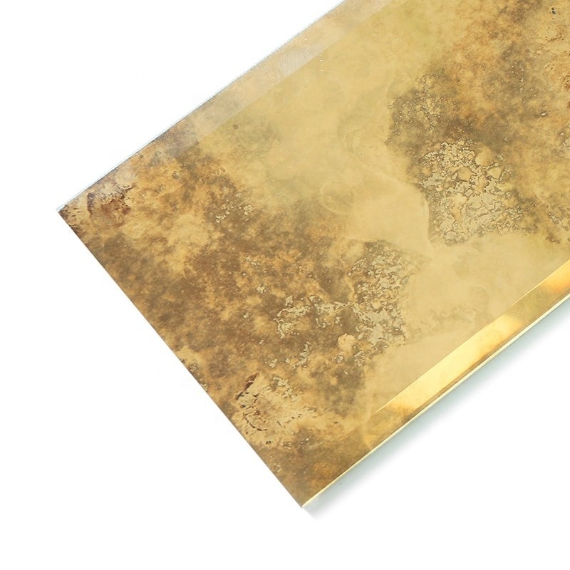 Wall Decorative Smoked Antique Beveled Edge Gold Mirror Subway Tile