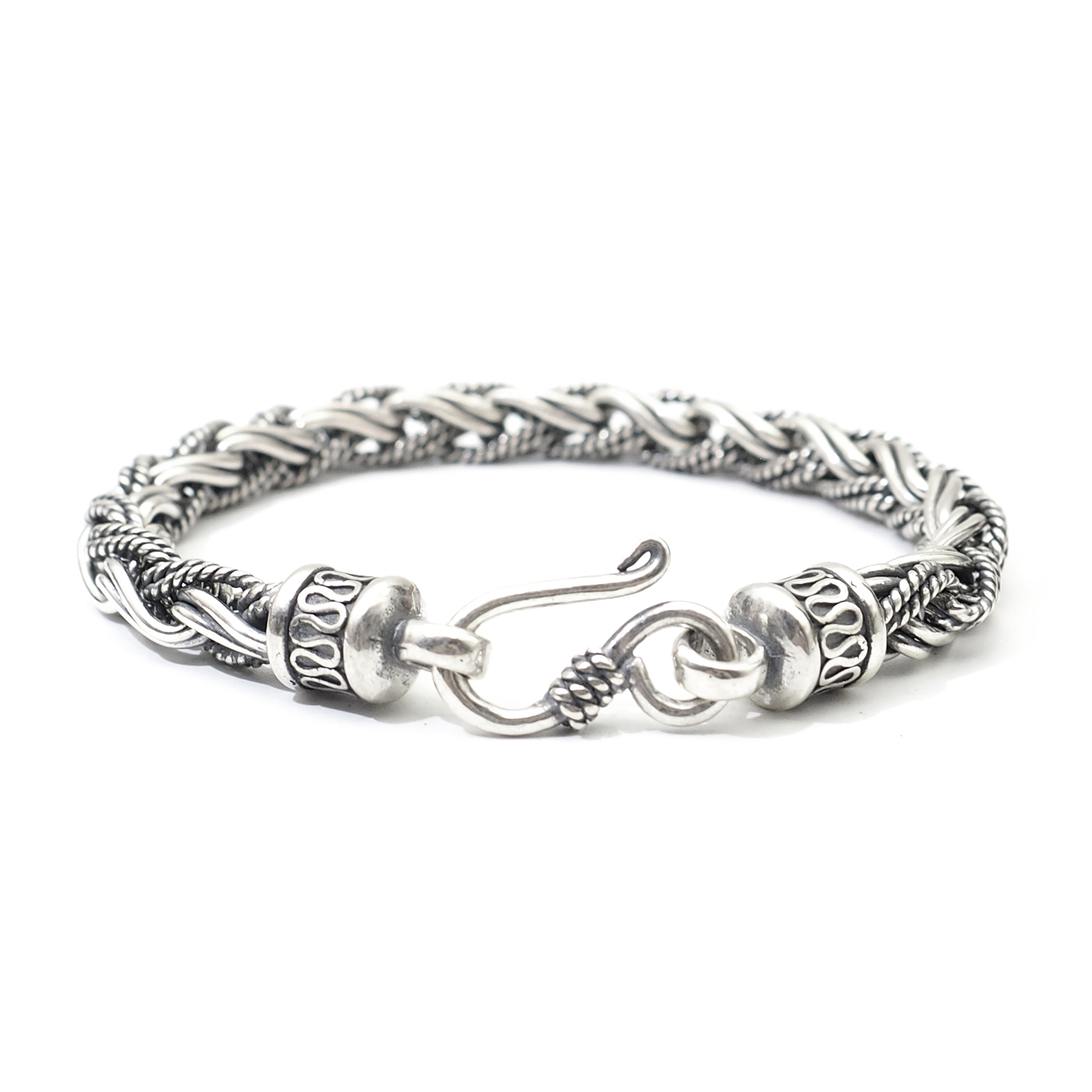 Pure 925 Silver Bali Naga Bracelet Wheat Chain Weave Link Fox tail Chain Bracelet Unsex