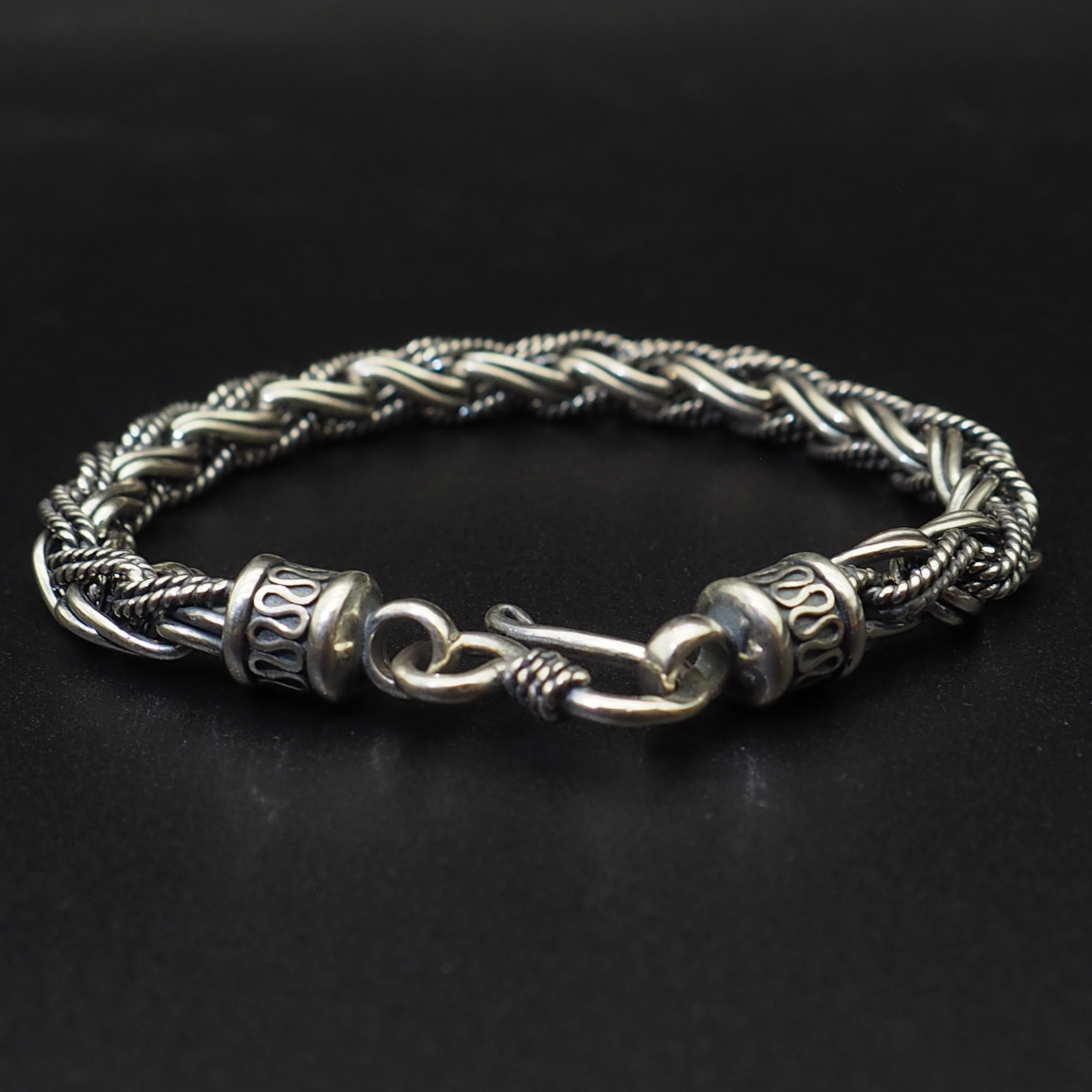 Pure 925 Silver Bali Naga Bracelet Wheat Chain Weave Link Fox tail Chain Bracelet Unsex