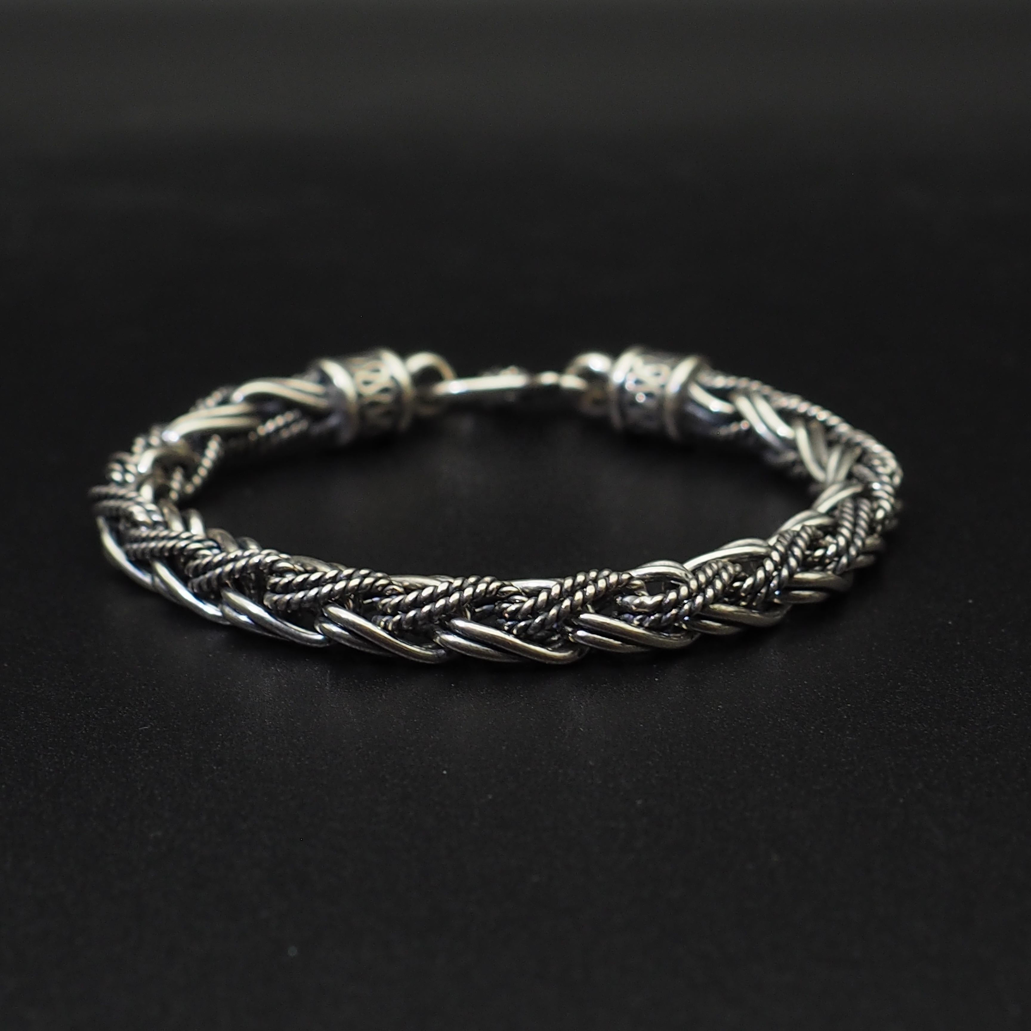 Pure 925 Silver Bali Naga Bracelet Wheat Chain Weave Link Fox tail Chain Bracelet Unsex