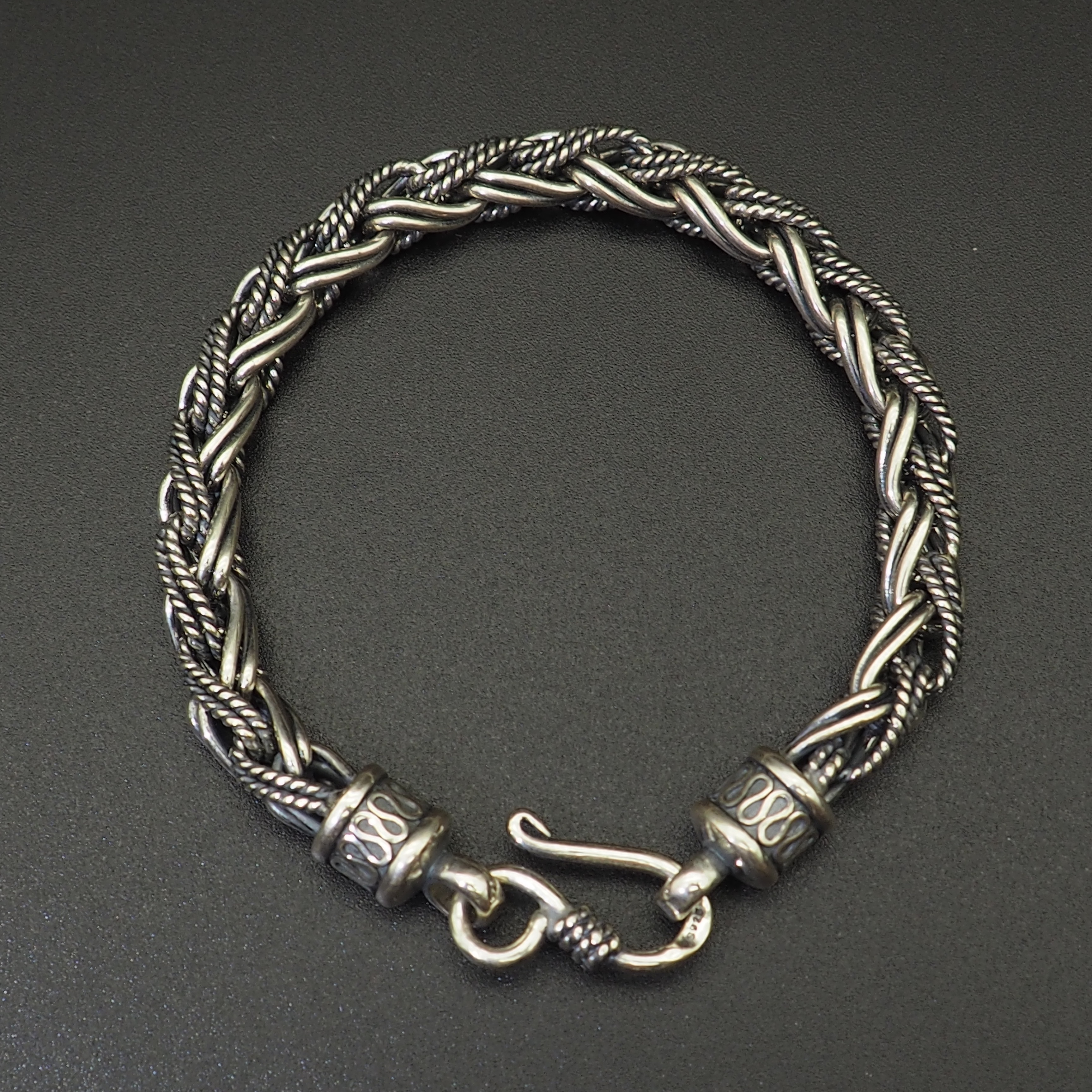 Pure 925 Silver Bali Naga Bracelet Wheat Chain Weave Link Fox tail Chain Bracelet Unsex