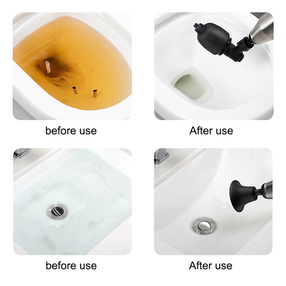 OEM Kitchen Bathroom Restroom Sewer Rush Pipe Cleaning High Pressure Air Plunger Toilet Sticks Drain Pipe Cleaner Machine