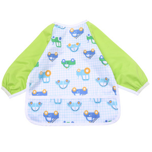 Custom Waterproof Long Sleeved Bib Baby Bibs with Pocket Children Feeding Smock Bib Coverall Toddler Eating Clothing Wholesale